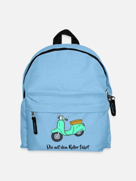 Motorroller - Die mit dem Roller fährt - Kinder Rucksack - Hellblau
