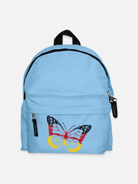 Schmetterling Deutschland Schwarz-Rot-Gold Fahne - Kinder Rucksack - Hellblau