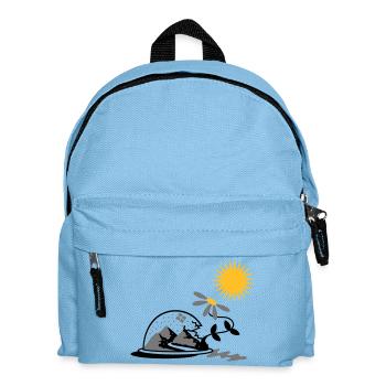 Schneekugel mit Sonnenblume und Sonne - Kinder Rucksack - Hellblau - Vorne