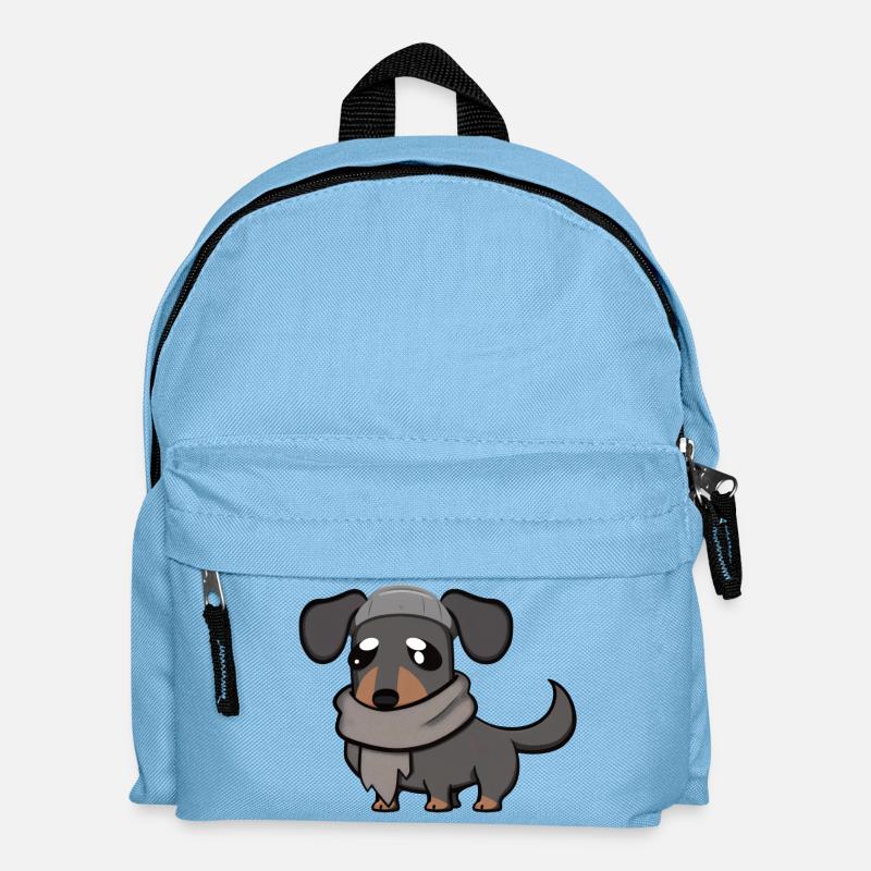 dackel grau - Kinder Rucksack - Hellblau