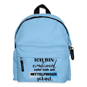 I'm emotionally built very close to the middle finger - Kids' Backpack - light blue - Front