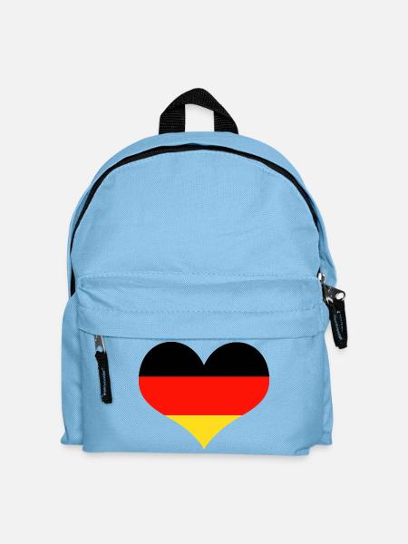 Deutschland Herz schwarz rot gold - Kinder Rucksack - Hellblau