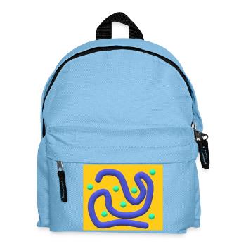 Abstrakte blaue Kurven mit mintfarbenen Punkten - Kinder Rucksack - Hellblau - Vorne