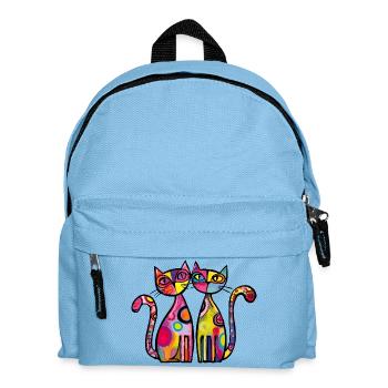 Katzen Paar Bunt - Kinder Rucksack - Hellblau - Vorne