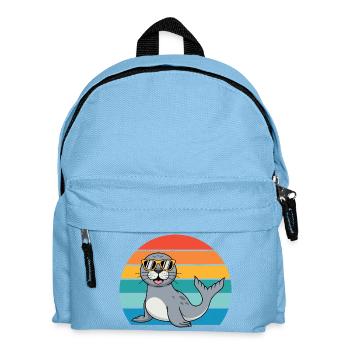 Seerobbe Retro Robbe Sonnenbrille Seehund - Kinder Rucksack - Hellblau - Vorne