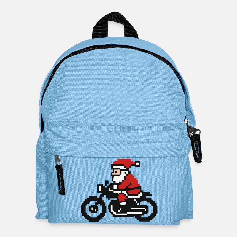 Pull de Noël moche – Père Noël dans le style Retro Pixel - Sac à dos Enfant - bleu clair