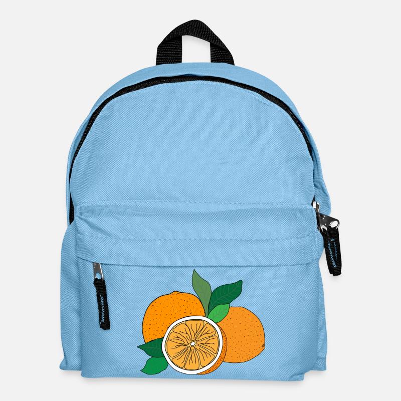 orangefarbener Druck - Kinder Rucksack - Hellblau