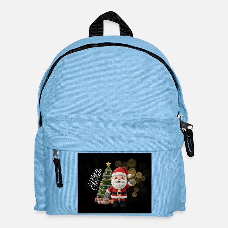 Gestrickter Santa mit Weihnachtsbaum - Kinder Rucksack - Hellblau