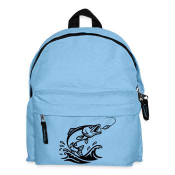 Hecht Raubfisch Schwarz Outline - Kinder Rucksack - Hellblau - Vorne