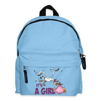 Cigogne avec une petite fille ; « C’est une fille » - Sac à dos Enfant - bleu clair - Devant