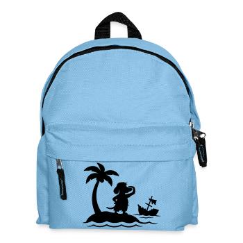Dachshund on Desert Island – Funny Castaway Dog - Kids' Backpack - light blue - Front