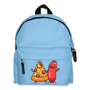 Pizzastück und Wurstfreunde - Kinder Rucksack - Hellblau - Vorne