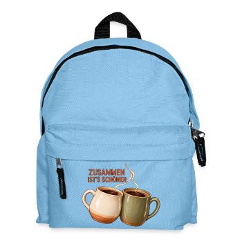Zusammen ist's schöner - Zwei Kaffeetassen - Kinder Rucksack - Hellblau - Vorne