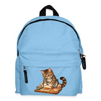 Katze rollt Zimtschnecken - Kinder Rucksack - Hellblau - Vorne