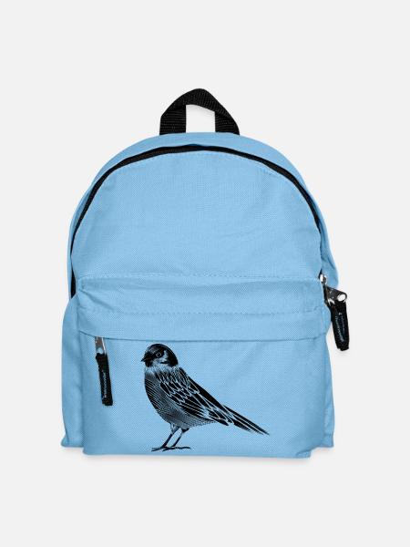 Schwarz Weiß Zeichnung eines Vogels - Kinder Rucksack - Hellblau