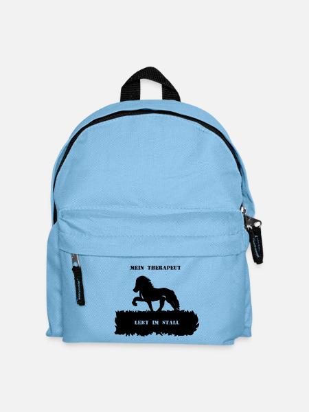Spruch 4 mit Pferd 1 schwarz - Kinder Rucksack - Hellblau