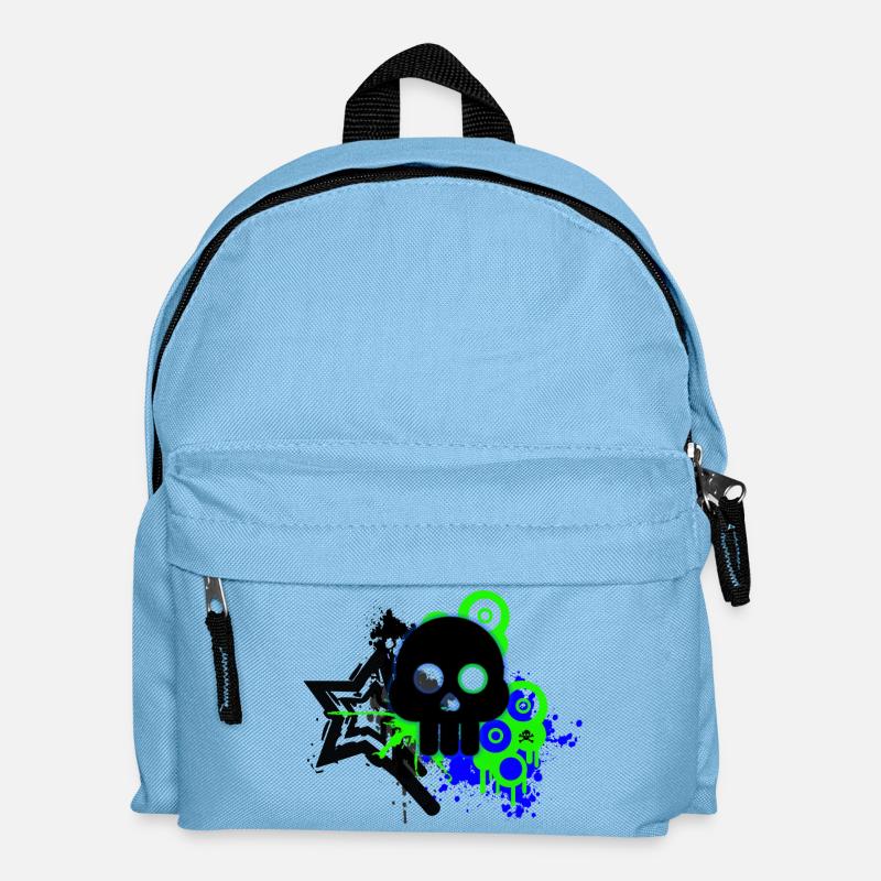 Neon Schädel Spritzer - Kinder Rucksack - Hellblau