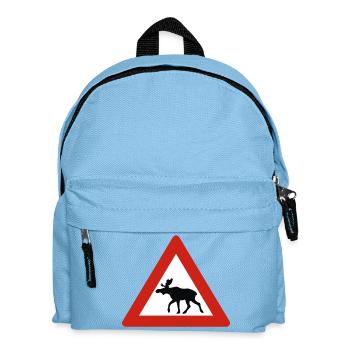 Norwegen - Achtung Elch - Warnschild - Kinder Rucksack - Hellblau - Vorne