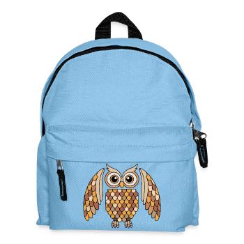 Hibou fantaisiste avec motif de plumes détaillé - Sac à dos Enfant - bleu clair - Devant