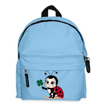 Marienkäfer Kleeblatt Glücksbringer Glück - Kinder Rucksack - Hellblau - Vorne