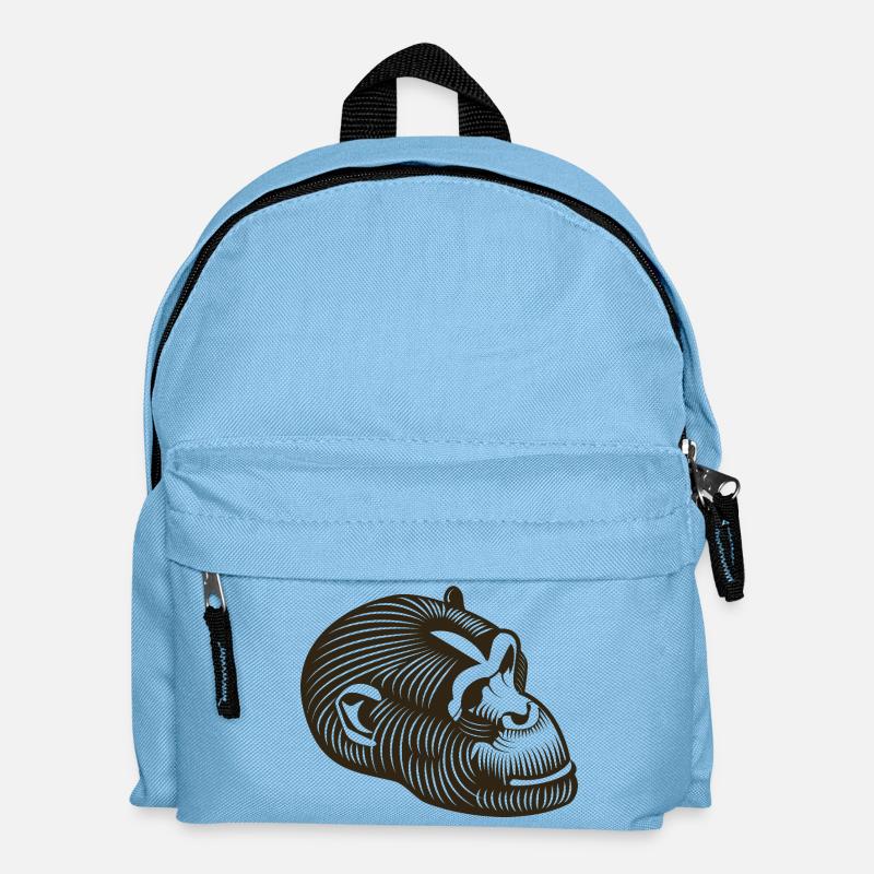 Stilisierter GORILLE-Kopf - Kinder Rucksack - Hellblau