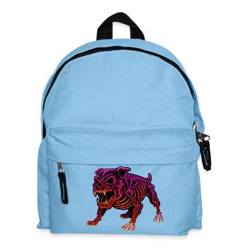Neon Skelett Dinosaurier - Kinder Rucksack - Hellblau - Vorne