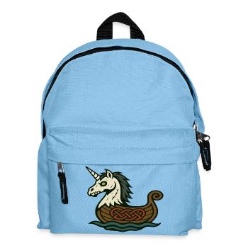 Untoter Wikinger-Einhorn im nordischen Langschiff - Kinder Rucksack - Hellblau - Vorne