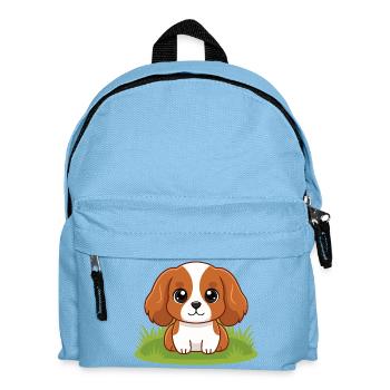Süßer Welpenreiter auf Gras - Kinder Rucksack - Hellblau - Vorne