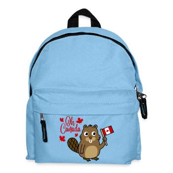 Oh Kanada-Biber-Flaggenbär - Kinder Rucksack - Hellblau - Vorne