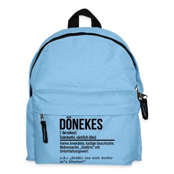 Dönekes Ruhrpott Dialekt, Ruhrgebiet Slang, Hoodie - Kinder Rucksack - Hellblau - Vorne