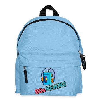 80er-Jahre-Rewind-Kassetten-Kopfhörer - Kinder Rucksack - Hellblau - Vorne
