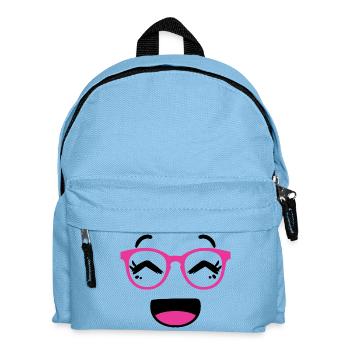 Cute face in kawaii style with pink glasses - Kids' Backpack - light blue - Front