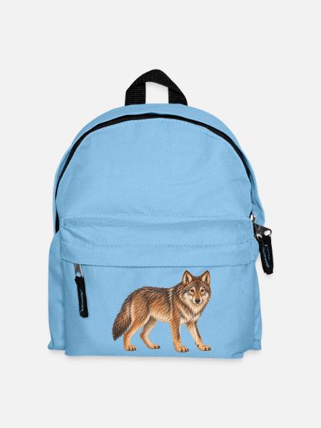 Wolf - Kinder Rucksack - Hellblau