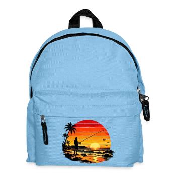 Sunset Fisherman-Silhouette - Kinder Rucksack - Hellblau - Vorne