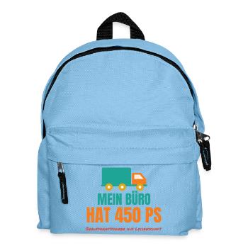 Mein Büro hat 450 PS – LKW-Fahrer Spruch - Kinder Rucksack - Hellblau - Vorne