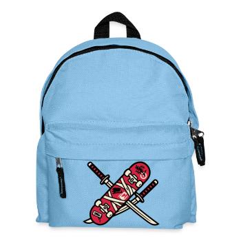 Skateboard Katana Wappen Logo - Kinder Rucksack - Hellblau - Vorne