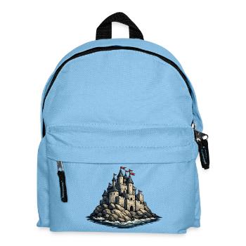 Inselburg aus Steinen am Meer - Kinder Rucksack - Hellblau - Vorne
