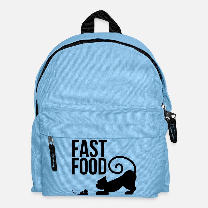 fast food - katze mit maus - Kinder Rucksack - Hellblau