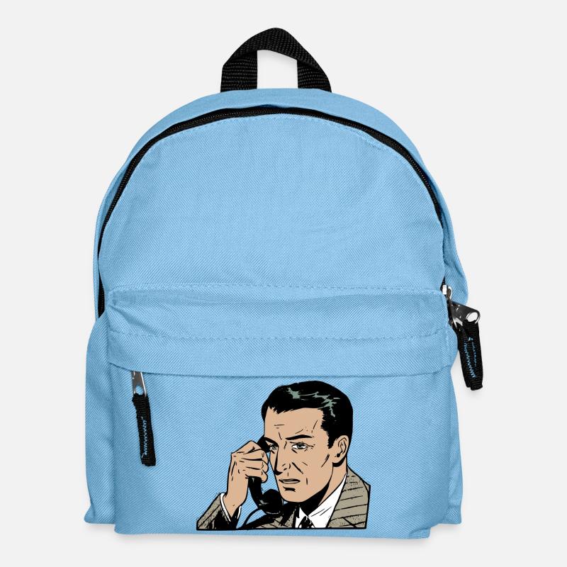 man on phone - Kinder Rucksack - Hellblau