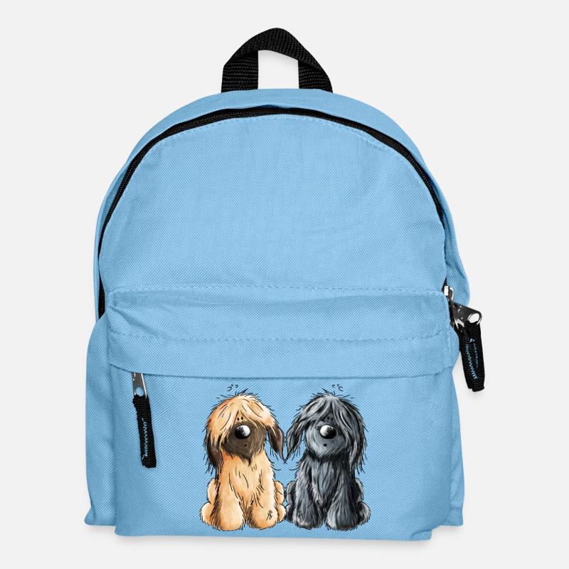 Briard Duo - Schwarz - Fauve - Hund - Geschenk - Kinder Rucksack - Hellblau