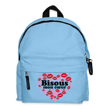 Bisous mon cœur Phrase romantique couple amoureux - Sac à dos Enfant - bleu clair - Devant