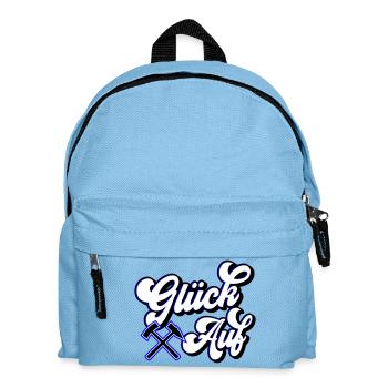 Glück auf Hammer und Schägel | Farben änderbar - Kinder Rucksack - Hellblau - Vorne