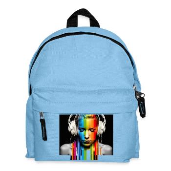 Rainbow Pulse: Kopfhörer-Porträt - Kinder Rucksack - Hellblau - Vorne