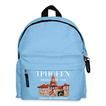 Iphofen Kitzingen, Bavière Dessin de la vieille porte de la ville - Sac à dos Enfant - bleu clair - Devant