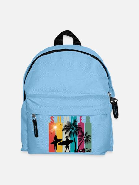 Summer - Sommer - Hawaii - Aloha - Surfer - Kinder Rucksack - Hellblau