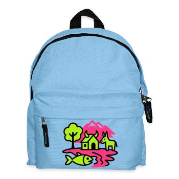 Naive Pop-Art Landschaft - Kinder Rucksack - Hellblau - Vorne