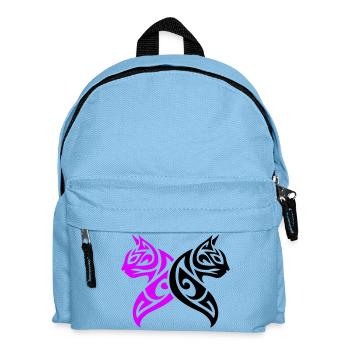 Katzen Tribal Kater Design - Kinder Rucksack - Hellblau - Vorne