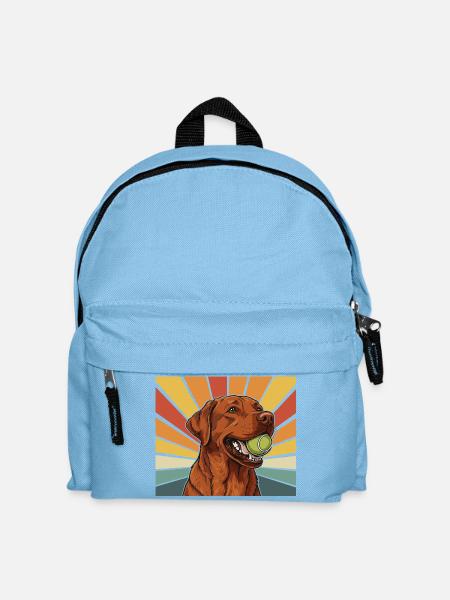 Fox Red Labrador mit Ball im Maul Retro Design - Kinder Rucksack - Hellblau