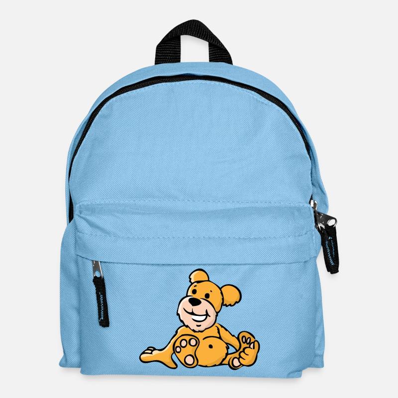Cheerful cartoon bear sitting - Kids' Backpack - light blue