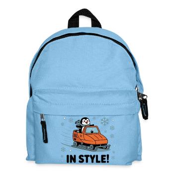 Penguin Snowmobile in Style - Kids' Backpack - light blue - Front
